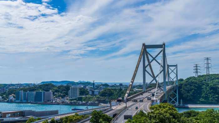 和布刈公園第二展望台から見た関門海峡大橋